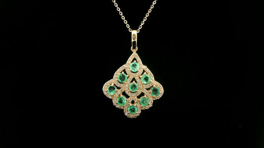 1.28 Ct Round Emerald 14K Gold Pendant