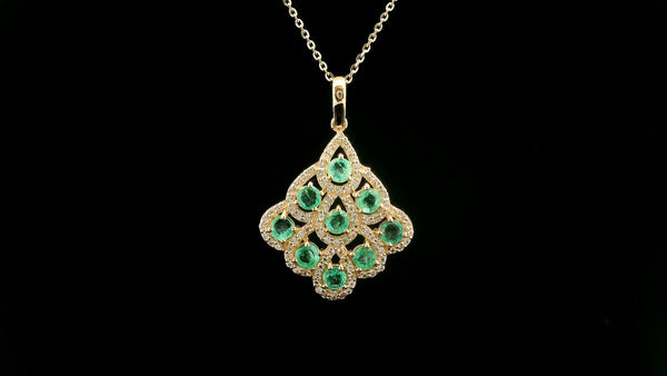 1.28 Ct Round Emerald 14K Gold Pendant