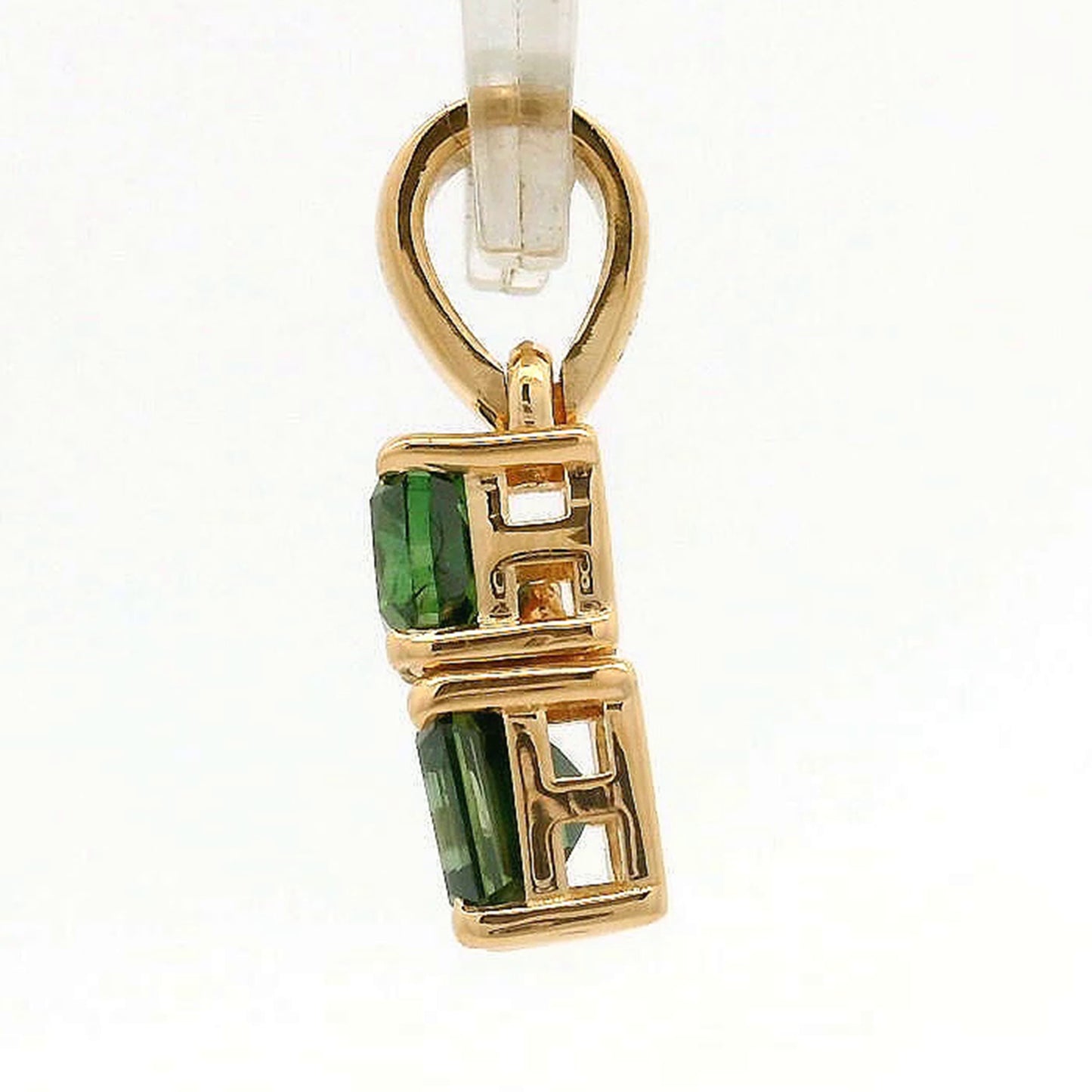 0.64 Ct Cushion Green Diamond 14K Gold Pendant