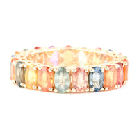 6.66 Ct Oval Mixed Cut Natural Corundum Multi Sapphire 14K Gold Ring