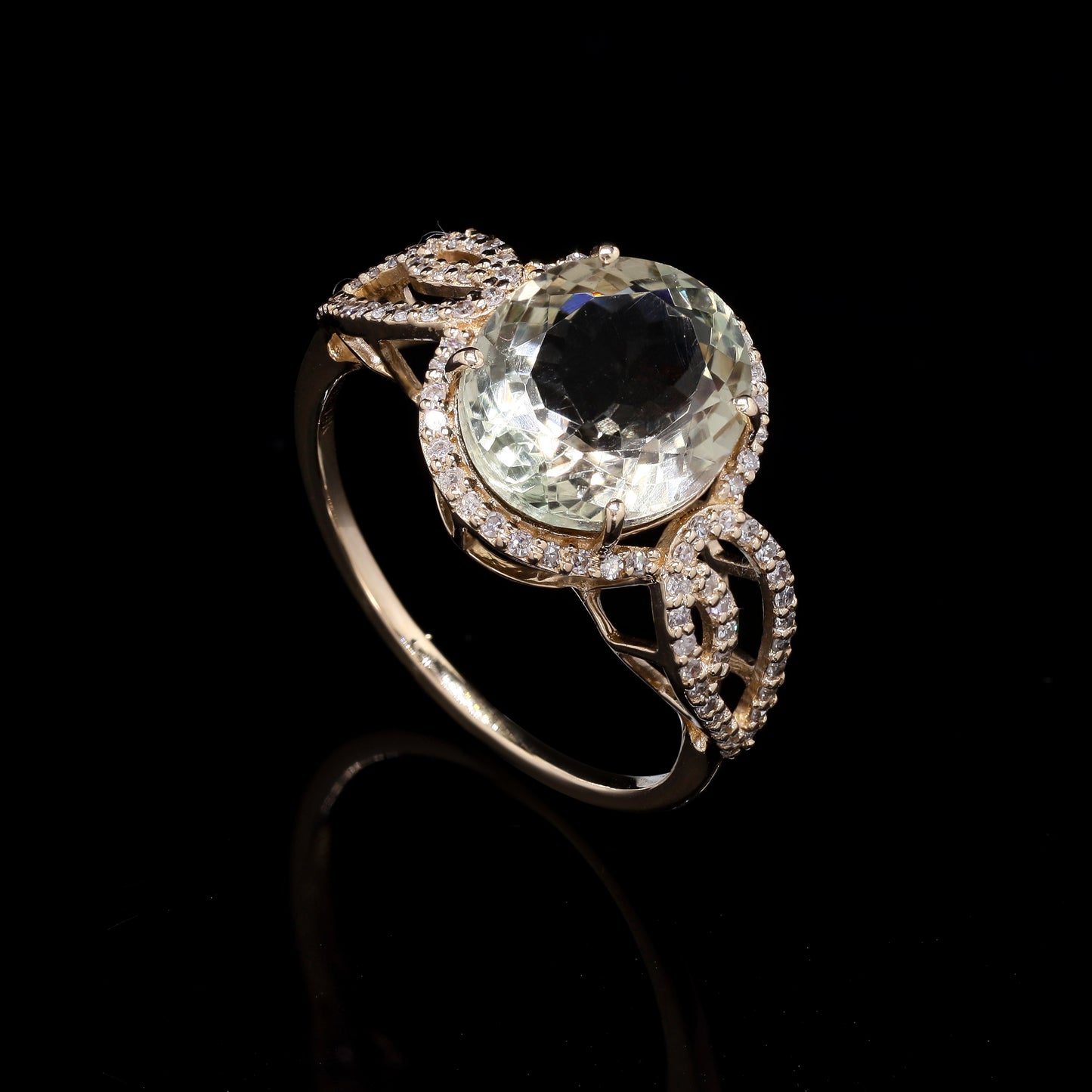 2.77 Ct Oval Mixed Cut Natural Plagioclase Feldspar Sunstone 14K Gold Ring