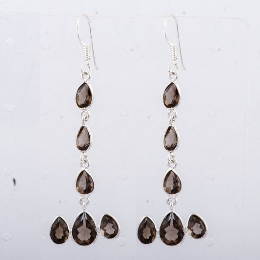 11.08 Ct Smoky Quartz 925 Sterling Silver Earrings