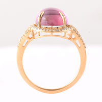 5.57 Ct Oval Cabochon Cut Natural Pink Tourmaline 14K Gold Ring