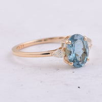 1.31 Ct Oval Natural Aquamarine 14K Gold Ring