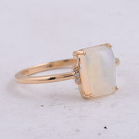 1.44 Ct Rectangle Cabochon Cut Natural Opal 14K Gold Ring