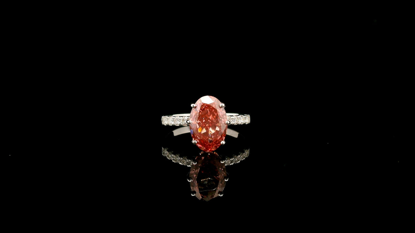 3.29 Carats Pink Lab Grown Diamond 14K Gold Ring