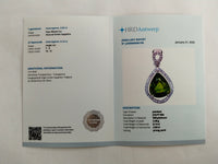 2.96 Ct Pear Mixed Cut Natural Green Sapphire 950 Platinum Pendant