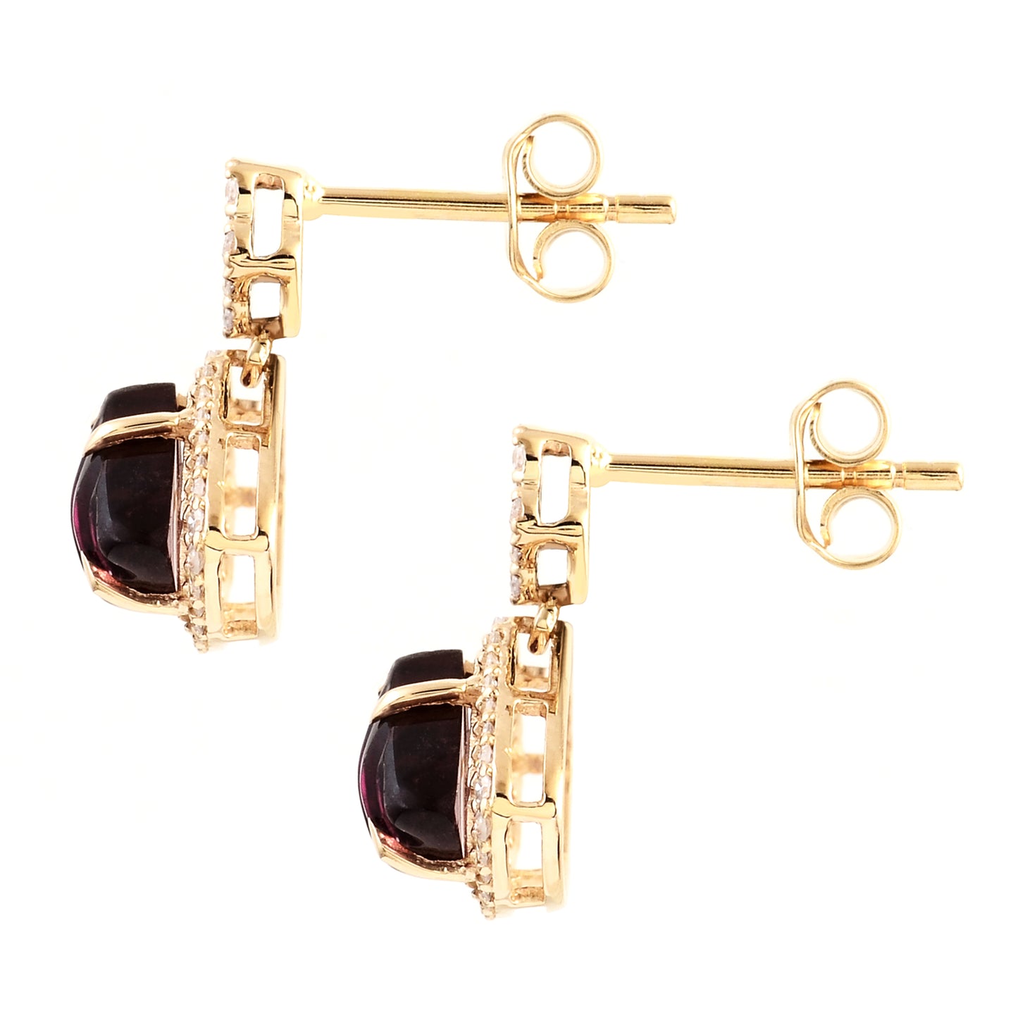 3.55 Ct Fancy Carving Natural Tourmaline 14K Gold Earrings