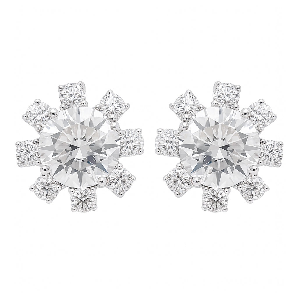 4.48 Carats Lab Grown Diamond 14K Gold Earrings