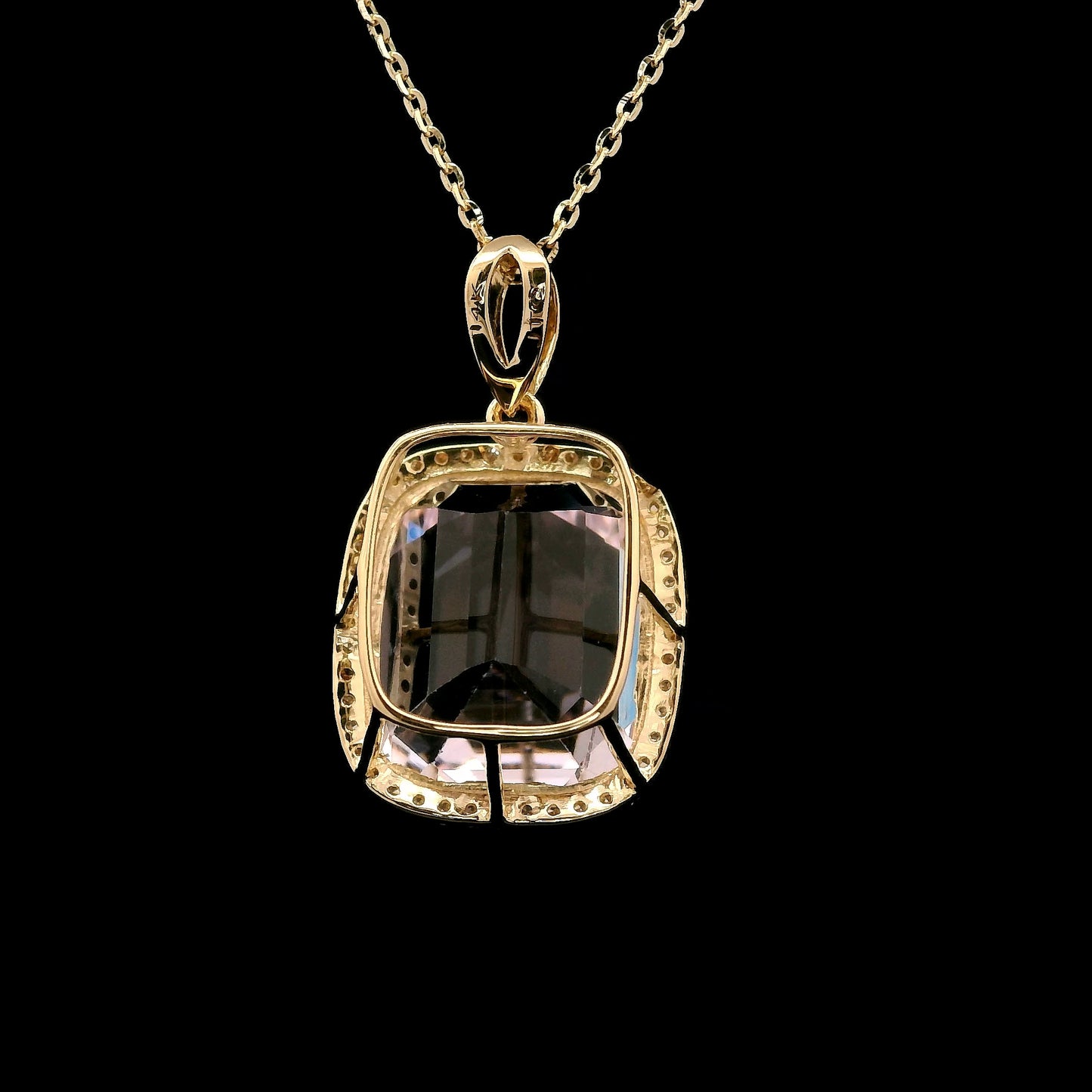 11.72 Ct Cushion Kunzite 14K Gold Pendant