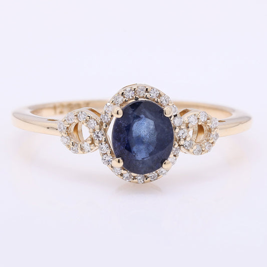 1.21 Ct Oval Mixed Cut Natural Sapphire 14K Gold Ring