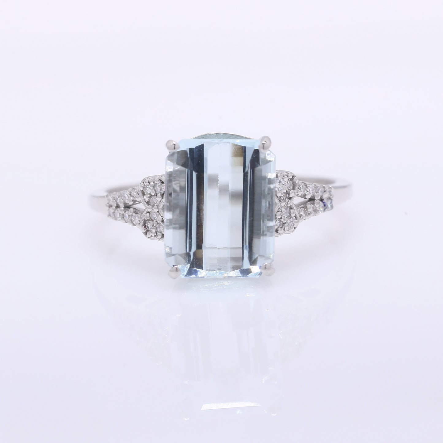 3.61 Ct Octagon Step Cut Natural Aquamarine 950 Platinum Ring