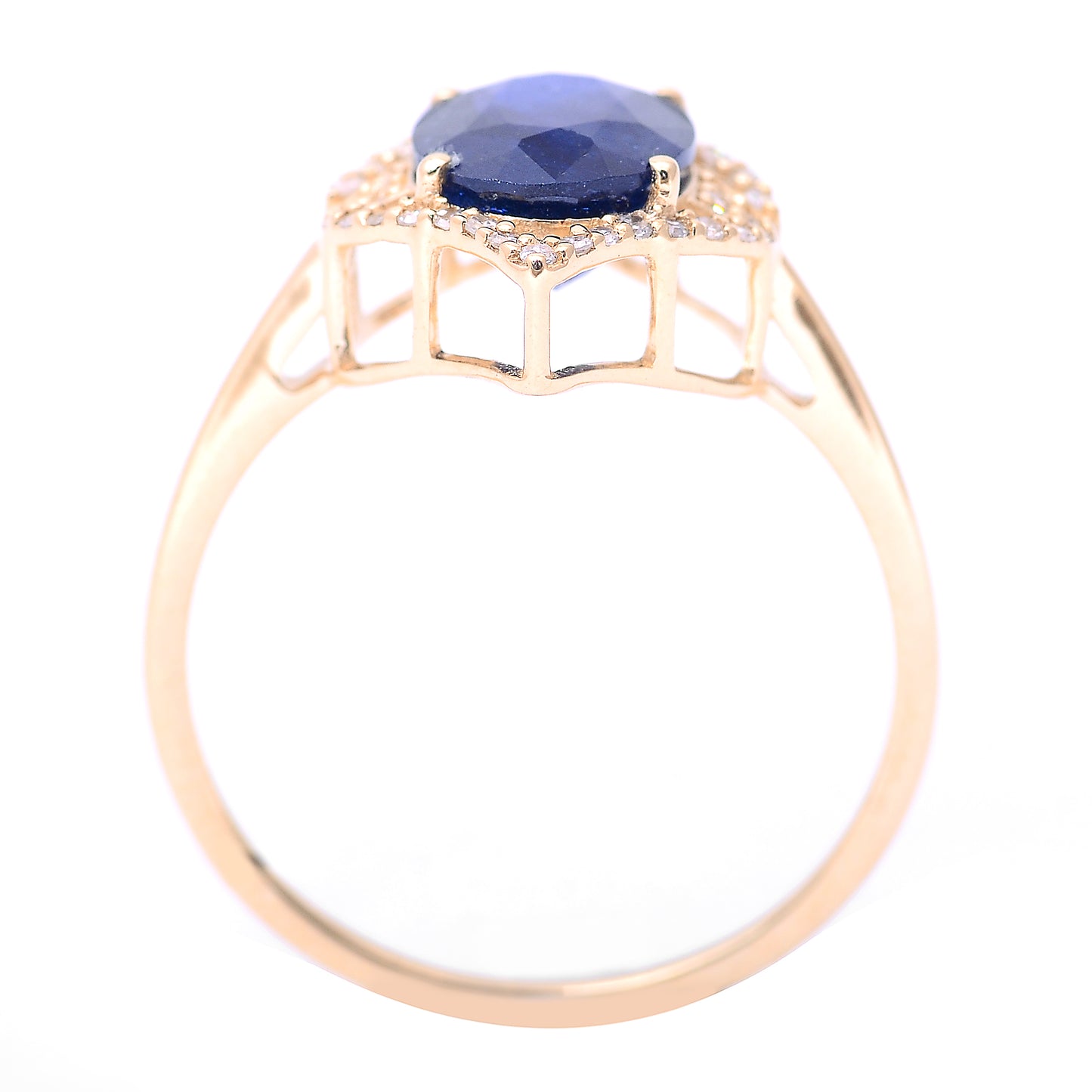 2.63 Ct Oval Mixed Cut Natural Sapphire 14K Gold Ring