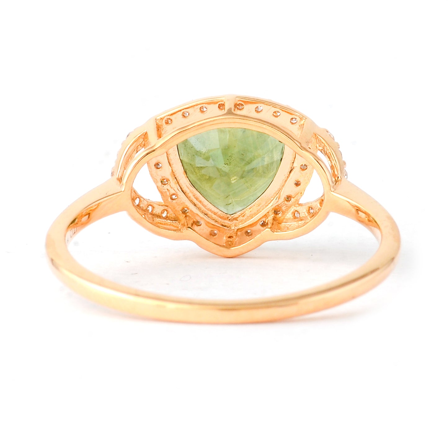 1.37 Ct Triangle Mixed Cut Natural Green Sapphire 14K Gold Ring