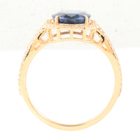 3.11 Ct Oval Mixed Cut Natural Sapphire 14K Gold Ring