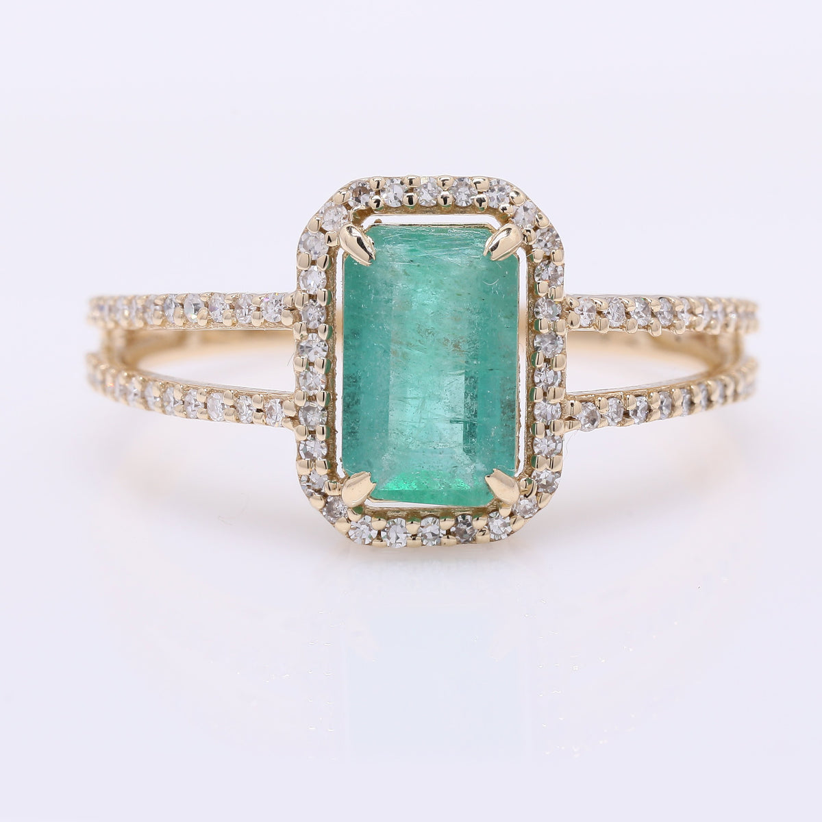 1.39 Ct Octagon Step Cut Natural Emerald 14K Gold Ring