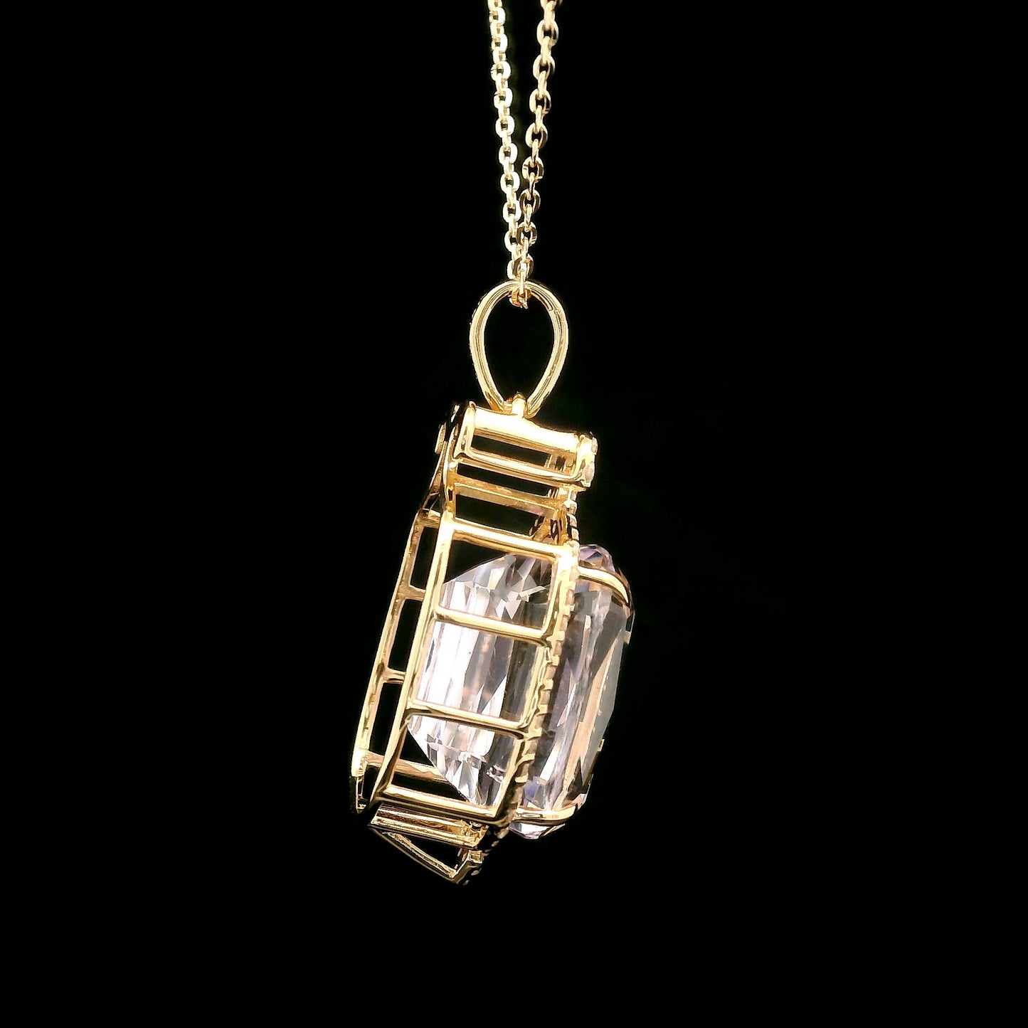 9.35 Ct Cushion Kunzite 14K Gold Pendant