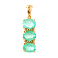 2.59 Ct Oval Mixed Cut Natural Emerald 14K Gold Pendant