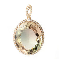 7.91 Ct Oval Mixed Cut Natural Plagioclase Feldspar Sunstone 14K Gold Pendant