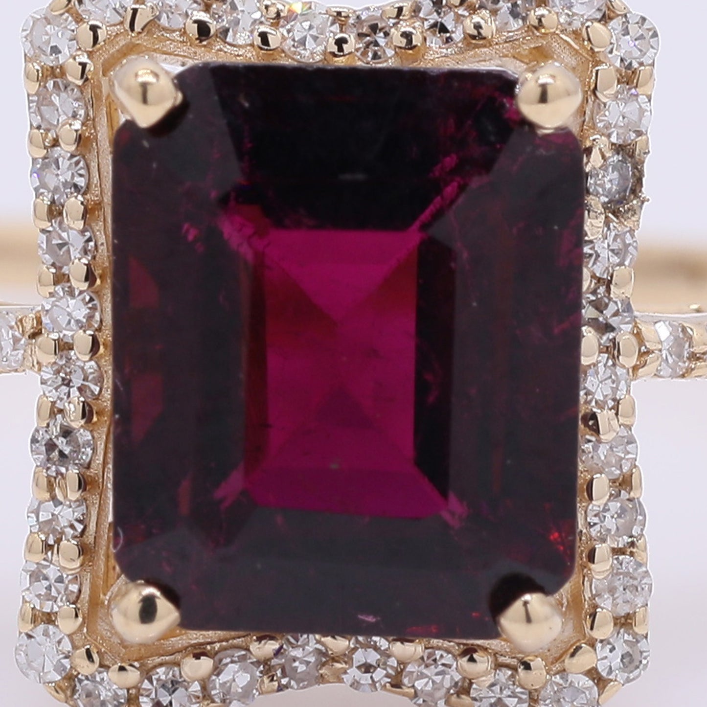 2.57 Ct Octagon Step Cut Natural Rubellite 14K Gold Ring