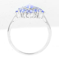 1.36 Ct Marquise Mixed Cut, Square Step Cut, Round Mixed Cut Natural Tanzanite 950 Platinum Ring