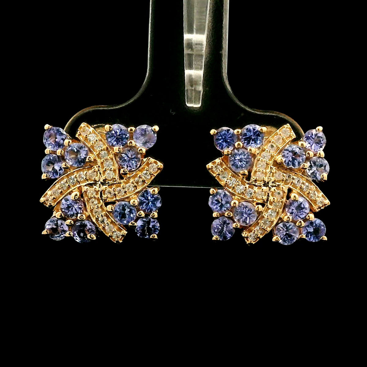 1.70 Ct Round Tanzanite 14K Gold Earrings