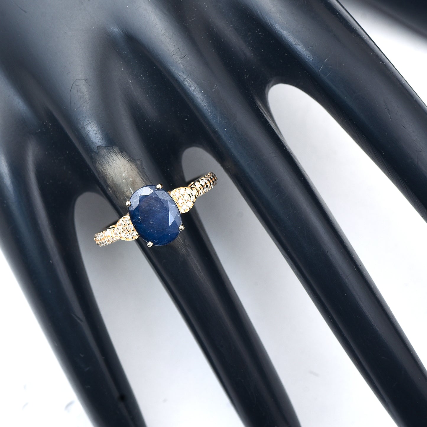 2.86 Ct Oval Mixed Cut Natural Sapphire 14K Gold Ring