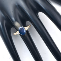 2.86 Ct Oval Mixed Cut Natural Sapphire 14K Gold Ring