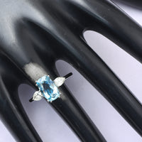 2.33 Ct Cushion Aquamarine 950 Platinum Ring