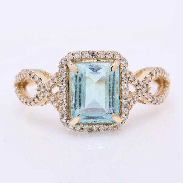 2.14 Ct Octagon Step Cut Natural Emerald 14K Gold Ring