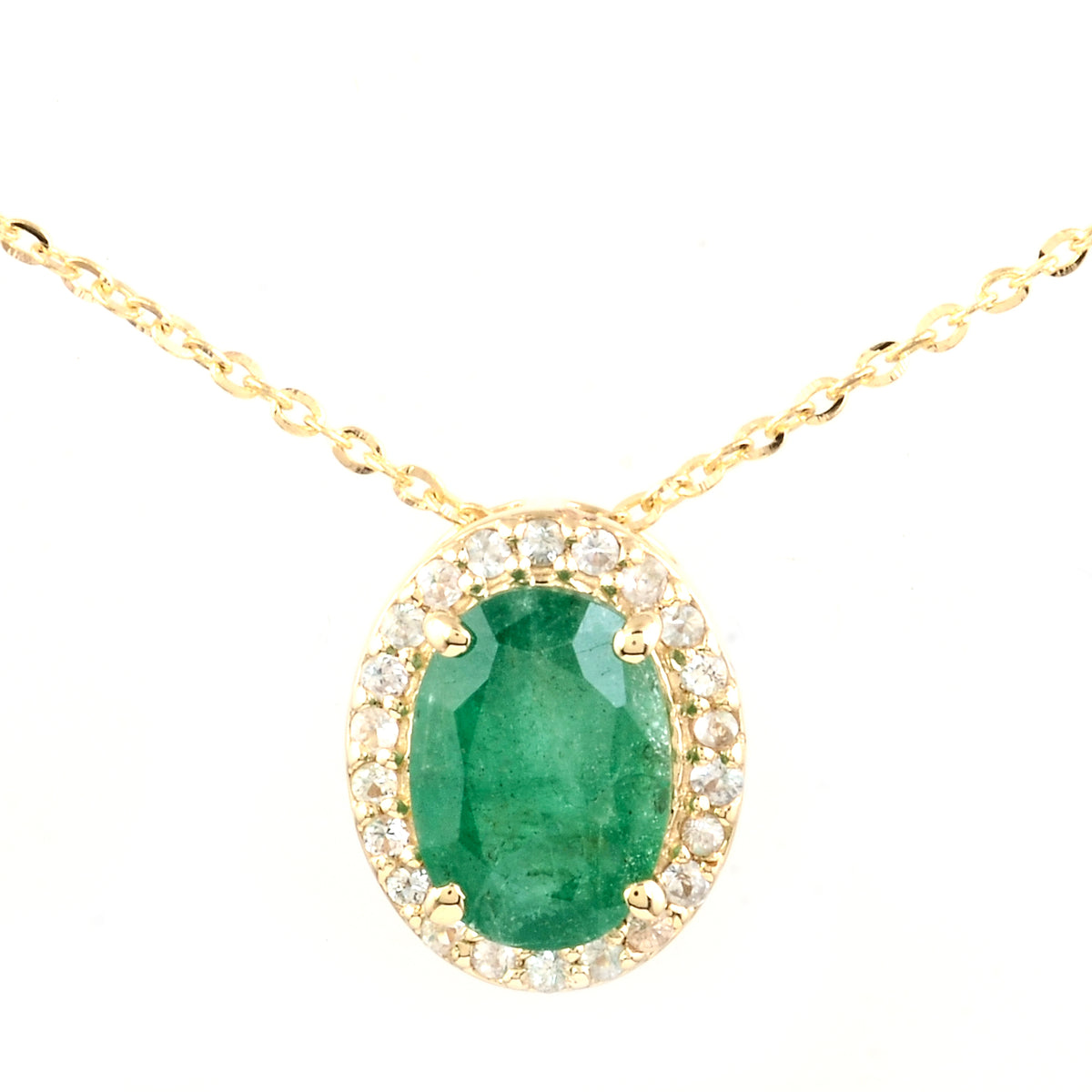 1.37 Ct Oval Emerald 14K Gold Pendant
