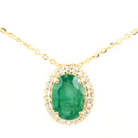 1.37 Ct Oval Emerald 14K Gold Pendant