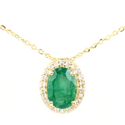 1.37 Ct Oval Emerald 14K Gold Pendant