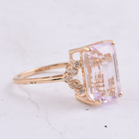 6.73 Ct Octagon Step Cut Natural Kunzite 14K Gold Ring