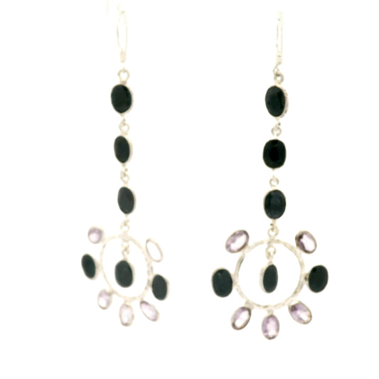 18.43 Ct Sapphire, Amethyst 925 Sterling Silver Earrings