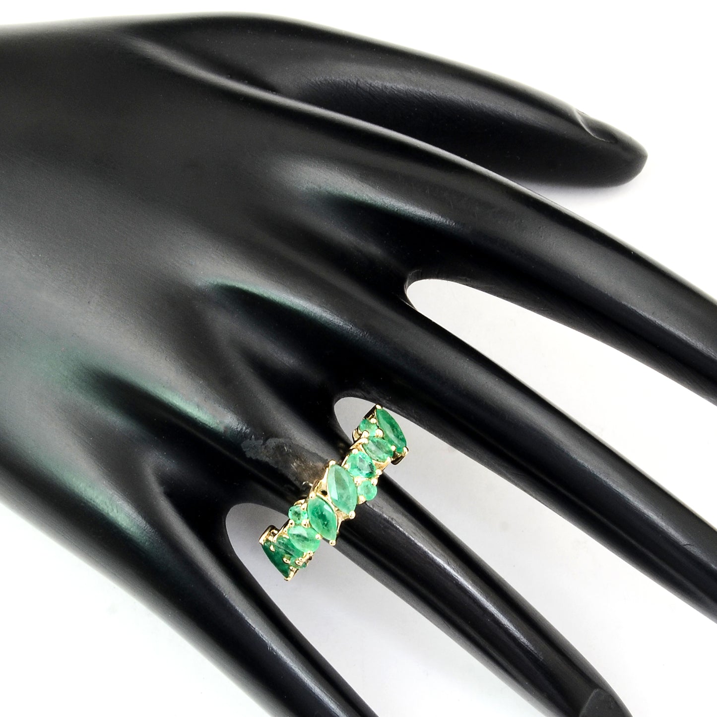 1.67 Carat Marquise Mixed Cut Natural Beryl Emerald 14K Gold Ring