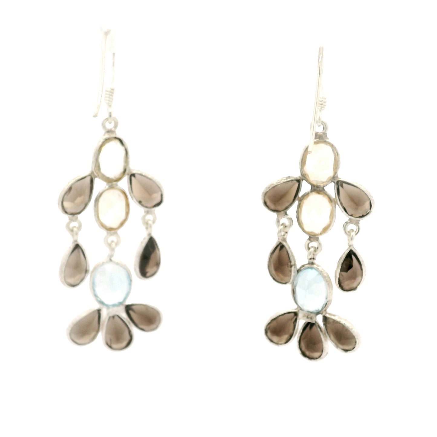 18.68 Ct Blue Topaz, Citrine 925 Sterling Silver Earrings