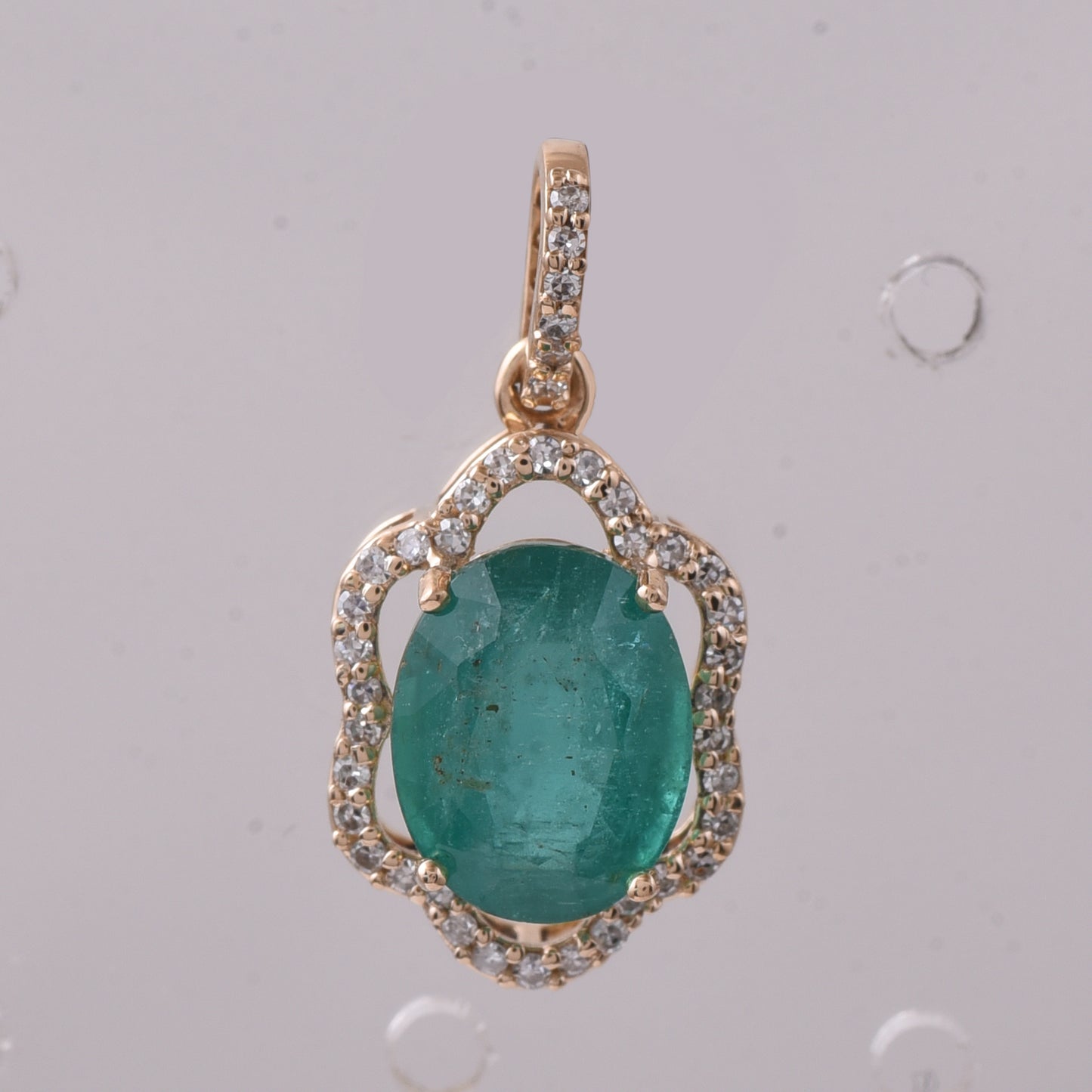 2.37 Ct Oval Emerald 14K Gold Pendant