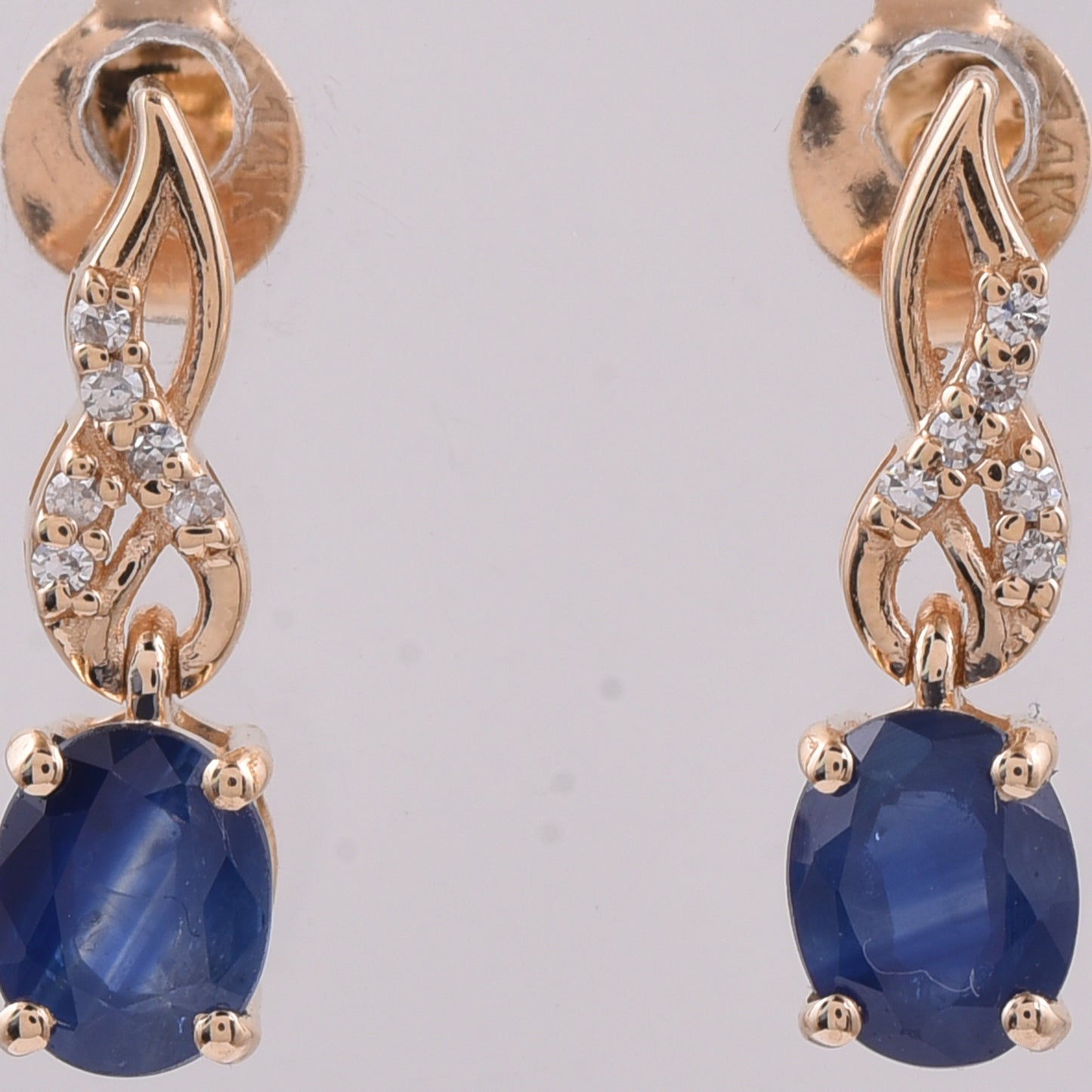 1.29 Ct Oval Natural Sapphire 14K Gold Earrings