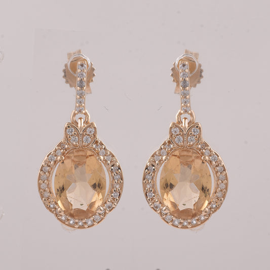 2.34 Ct Oval Tourmaline 9K Gold Earrings