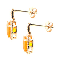 2.15 Ct Cushion Mixed Cut Natural Fire Opal 14K Gold Earrings