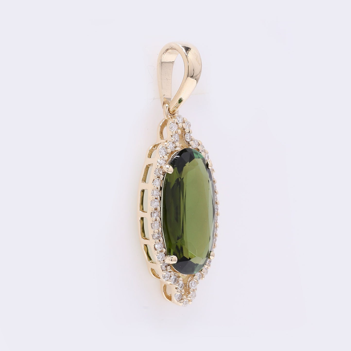 1.94 Ct Oval Mixed Cut Natural Tourmaline 14K Gold Pendant
