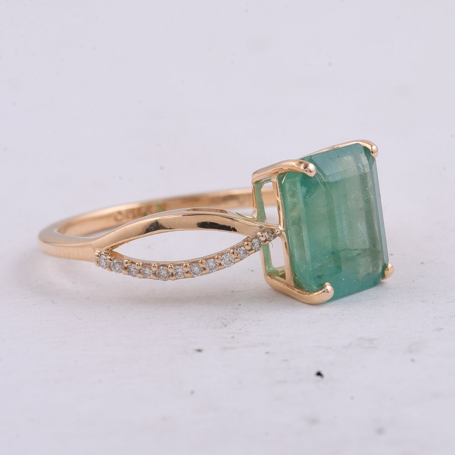 2.63 Ct Octagon Step Cut Natural Emerald 14K Gold Ring