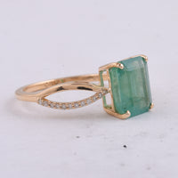 2.63 Ct Octagon Step Cut Natural Emerald 14K Gold Ring