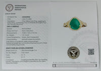 1.73 Ct Pear Cabochon Natural Beryl Emerald 14K Gold Ring
