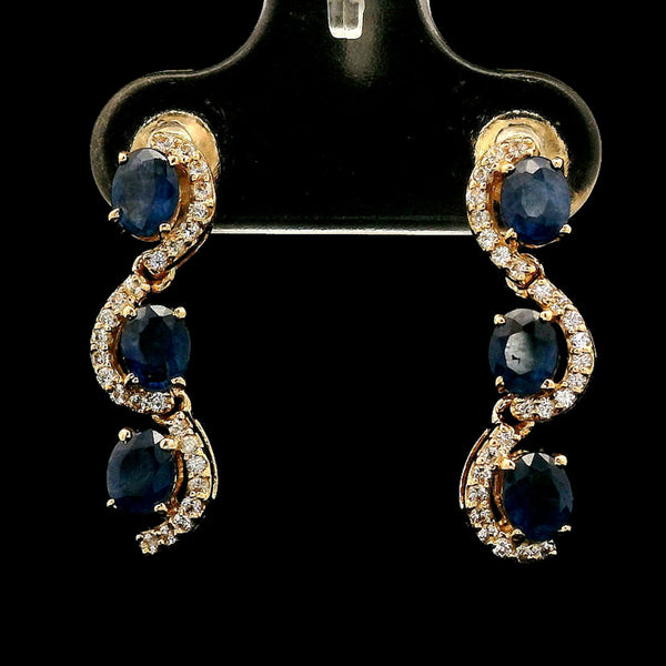 1.82 Ct Oval Sapphire 14K Gold Earrings