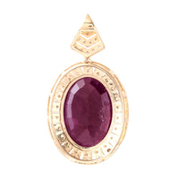 3.75 Ct Oval Mixed Cut Natural Corundum Ruby 14K Gold Pendant