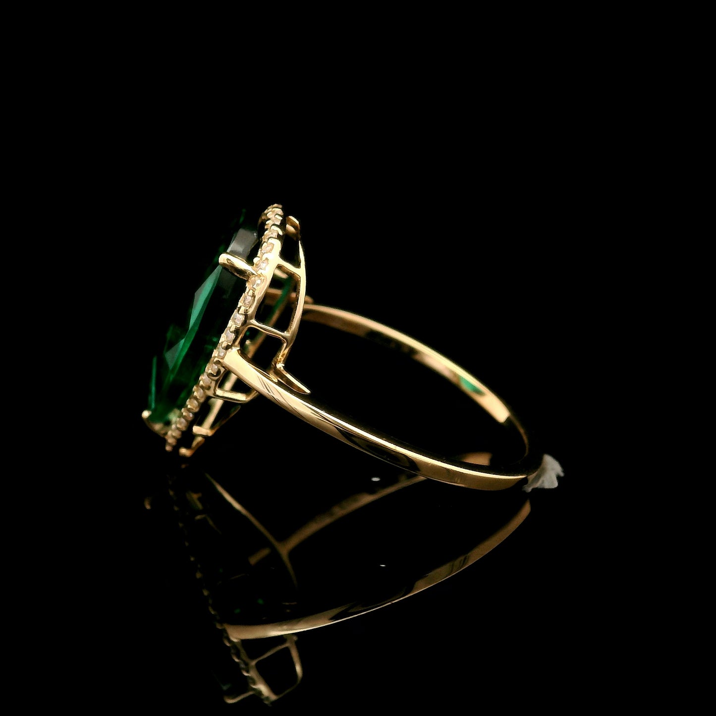 3.99 Ct Pear Mixed Cut Lab Grown Emerald 14K Gold Ring