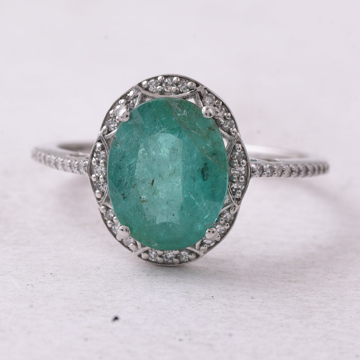 2.41 Ct Oval Mixed Cut Natural Emerald 950 Platinum Ring