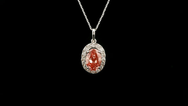 2.45 Carats Pink Lab Grown Diamond 14K Gold Pendant